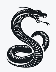 Snake Animal Vector Logo in Black and White, Minimalist Simple Design, Perfect for Wildlife Branding, Nature Illustration, and Unique Animal Identity
