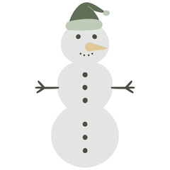 Snowman wearing green christmas hat, scandinavian christmas decoration