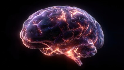 3D rendering of a vibrant human brain