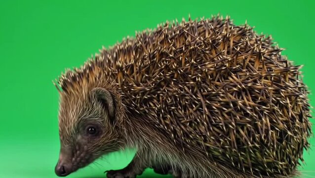 Adorable Hedgehog on Green Screen High-Quality Stock Footage for Animation and VFX