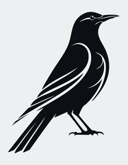 Obraz premium Bird Aves Animal Vector Logo in Black and White, Clean and Minimalist Style, Perfect for Wildlife Branding, Nature Illustration, and Distinct Animal Identity 