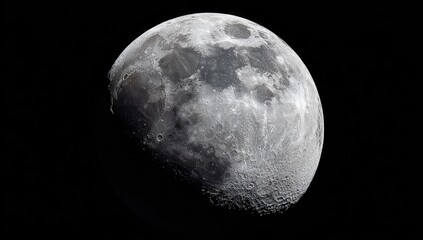 Detailed close-up of a gibbous moon