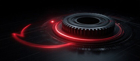Abstract futuristic gear graphic with red light