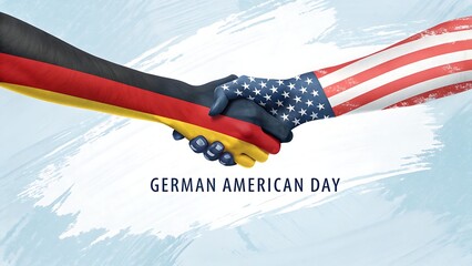 German American Day Celebration with Germany and US Flag Handshake

