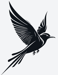Naklejka premium Bird Aves Animal Vector Logo in Black and White, Minimalist and Simple Design, Ideal for Wildlife Branding, Nature Illustration, and Unique Animal Identity 