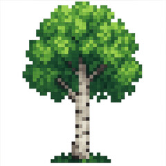 Fototapeta premium Pixelated Birch Tree in Simple Design for Artistic Backgrounds
