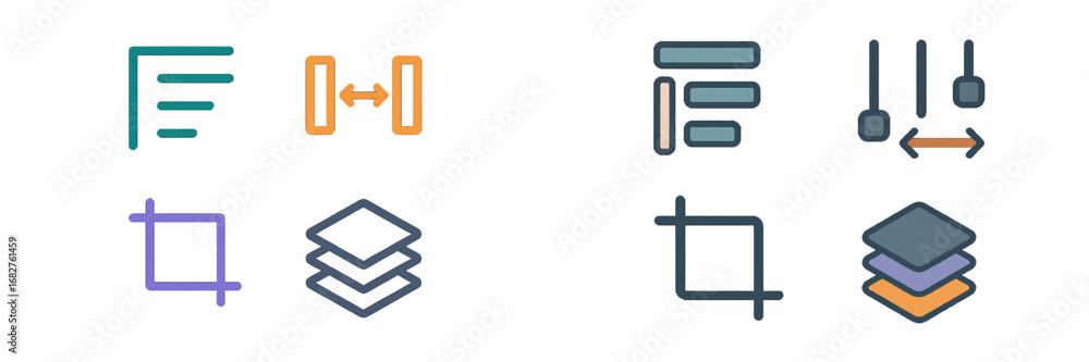 Poster graphic design icons for editing and layout adjustments. modern 3d icon set