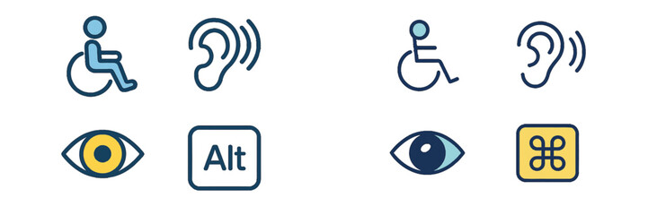 Obraz premium Accessibility Icons for Digital Interfaces and Services. Modern 3D Icon Set