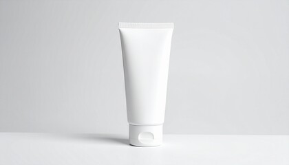 White squeeze tube with flip-top cap on a light gray background
