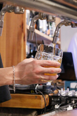 bartender pouring beer into a beer glass