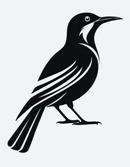 Obraz premium Bird Aves Animal Vector Logo in Black and White, Minimalist and Simple Design, Perfect for Wildlife Branding, Nature Illustration, and Unique Animal Identity 