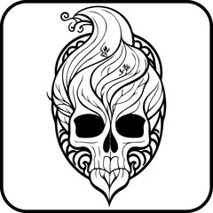 Fototapeta premium Stylized human skull with flourishing nature elements depicting life intertwined with mortality