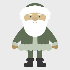 Scandinavian santa claus wearing green clothes smiling and standing
