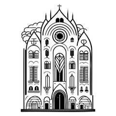 Fototapeta premium Stylized monochromatic architectural rendition showcasing the intricate designs of a grand