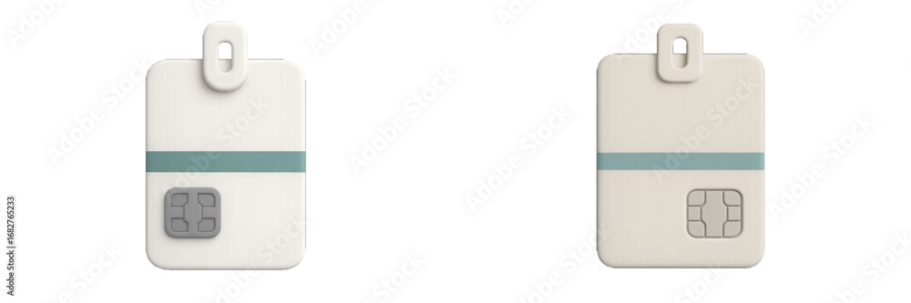 Poster sim card with integrated chip and hanging loop. modern 3d icon set
