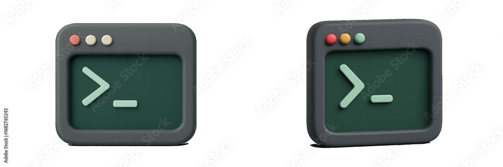 Fototapete command line interface with cursor and prompt. modern 3d icon set