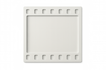 Vintage white film frame with transparent background, representing cinematic and photographic nostalgia