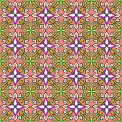 Pastel Ikat Floral Ornament Pattern
