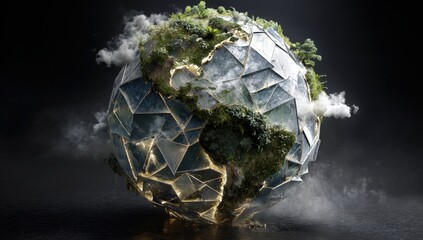 Fototapeta premium Geometric Earth, lush vegetation