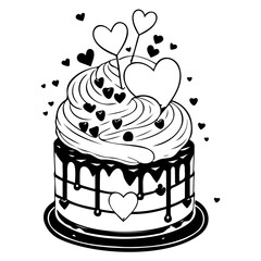 Stylized sweet dessert illustration featuring heart accents and delectable icing design for