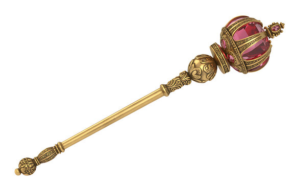 Ornate scepter isolated on transparent background
