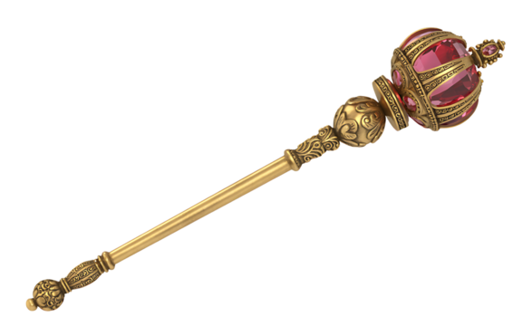Ornate scepter isolated on transparent background