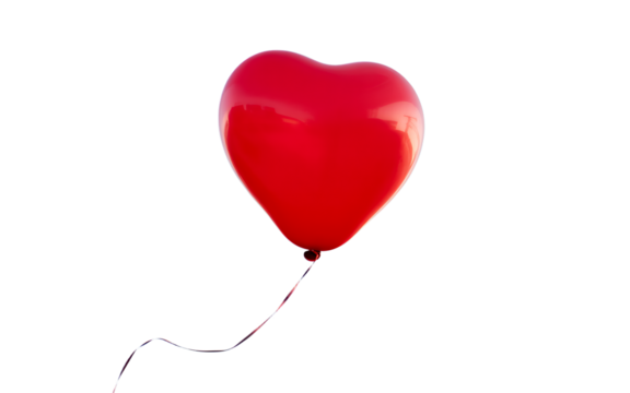 Red heart balloon isolated on transparent background