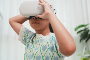 Child Experiencing Virtual Reality Education and Entertainment