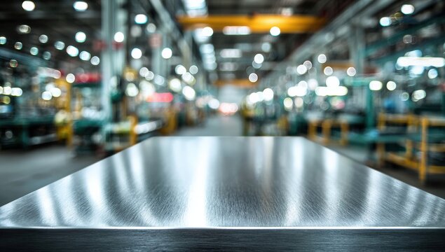 Industrial factory, metal table top