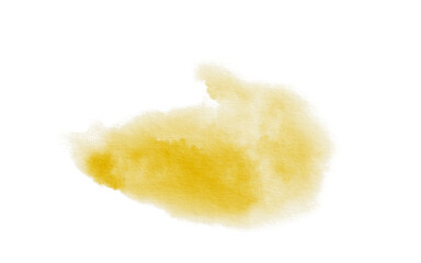 Abstract watercolor yellow color spot on transparent background,imitation cloud in pastel technique for postcards, websites, invitations, flyers, packaging products,patterns any composition.