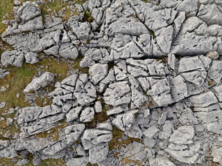 Close-up of weathered limestone rock formations creating a textured surface.
