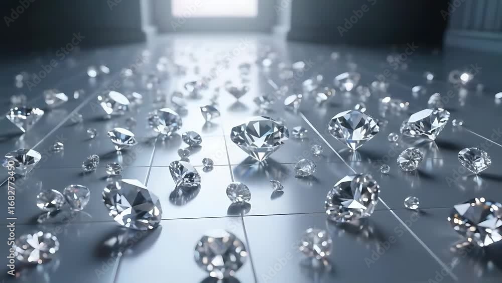Poster sparkling diamonds scattered across a polished floor creating an elegant atmosphere in a luxurious s