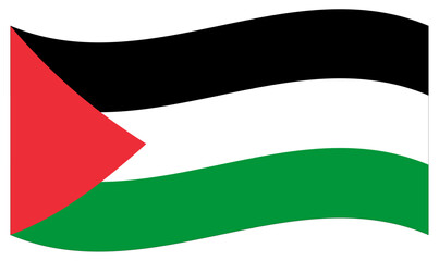 Waving Rectangle Palestine Flag Asian Country