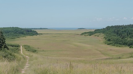 Green meadow under vibrant blue sky captured in sharp 4K using a 35mm f1.8 lens, natural soft tones and clear horizon