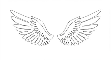 Obraz premium Angel wings outline illustration