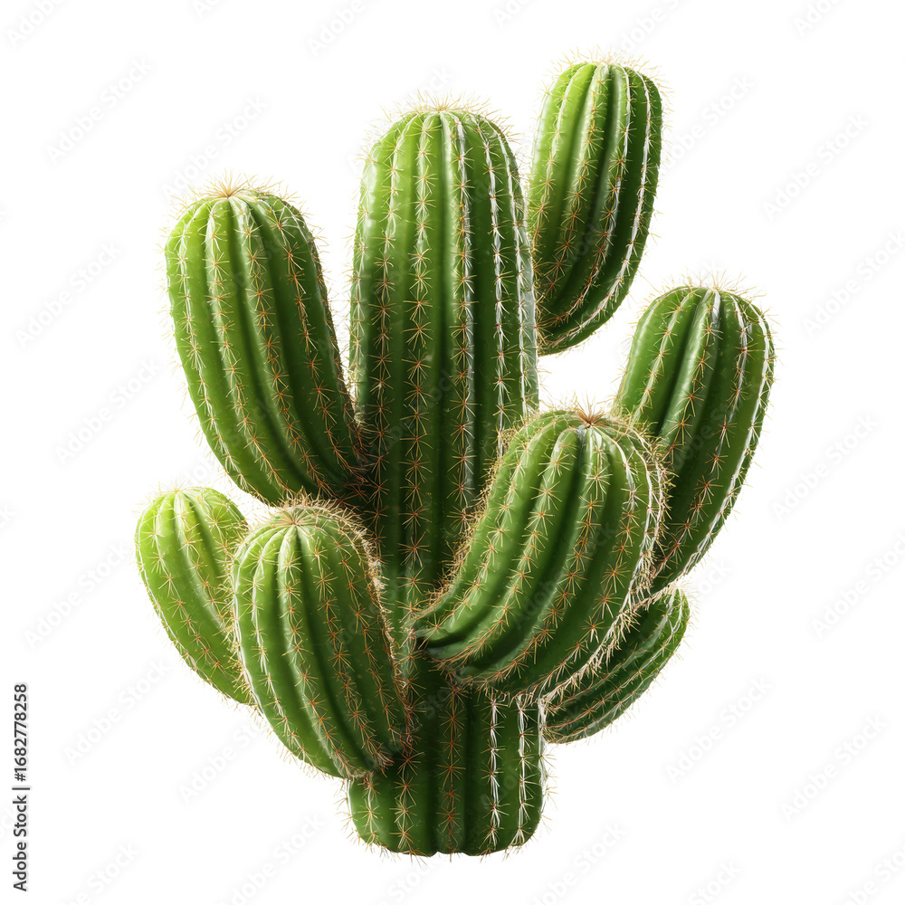 Poster isolated green cactus plant with a transparent background displaying intricate textures and patterns
