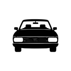 Vector art of front view of a classic convertible car silhouette, showcasing its iconic design and style