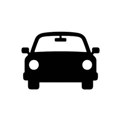 Vector art of front view of a car silhouette, simple icon of a vehicle for transportation