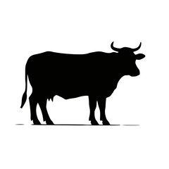 Vector art of black brahman cow silhouette, a simple graphic representation of farm animal in vector format