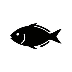 Vector art of silhouette of a fish, a marine animal swimming in the ocean and a source of food