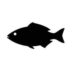 Vector art of a simple black fish silhouette, perfect for logo or icon design with clean lines