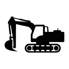 Vector art of excavator silhouette, a powerful construction machine for digging and earthmoving tasks