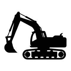 Vector art of excavator silhouette, a robust construction vehicle for digging, trenching, and material handling