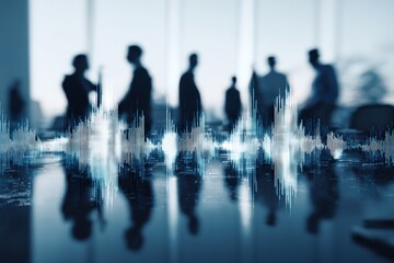 Business meeting, data overlay