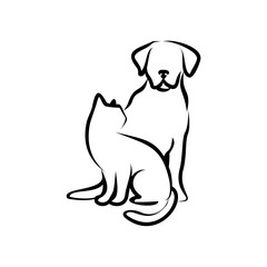 Harmonious Companions A Serene Illustration of a Dog and Cat in Peaceful Togetherness
