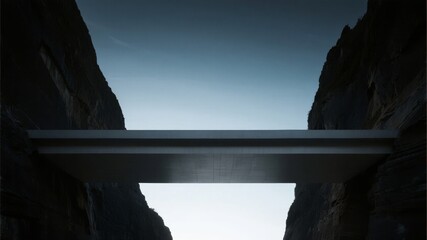 Modern Bridge Spanning Between Two Rock Formations