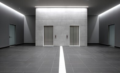 Modern elevator lobby, neutral tones