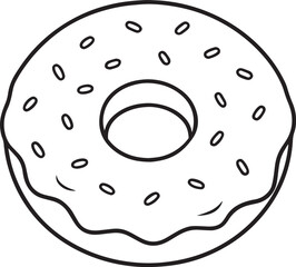 Donut outline vector illustration, line art