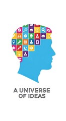 Blue Silhouette Head Filled With Colorful Technology and Business Icons head silhouette human head
