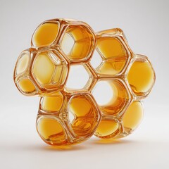 Honeycomb structure, amber-colored, glass-like, intricate